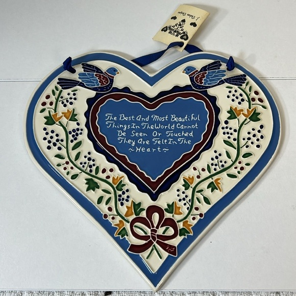 Jo Ann Duban Designs Handmade Ceramic Heart Plaque/Tile- Original Tag - Picture 3 of 8